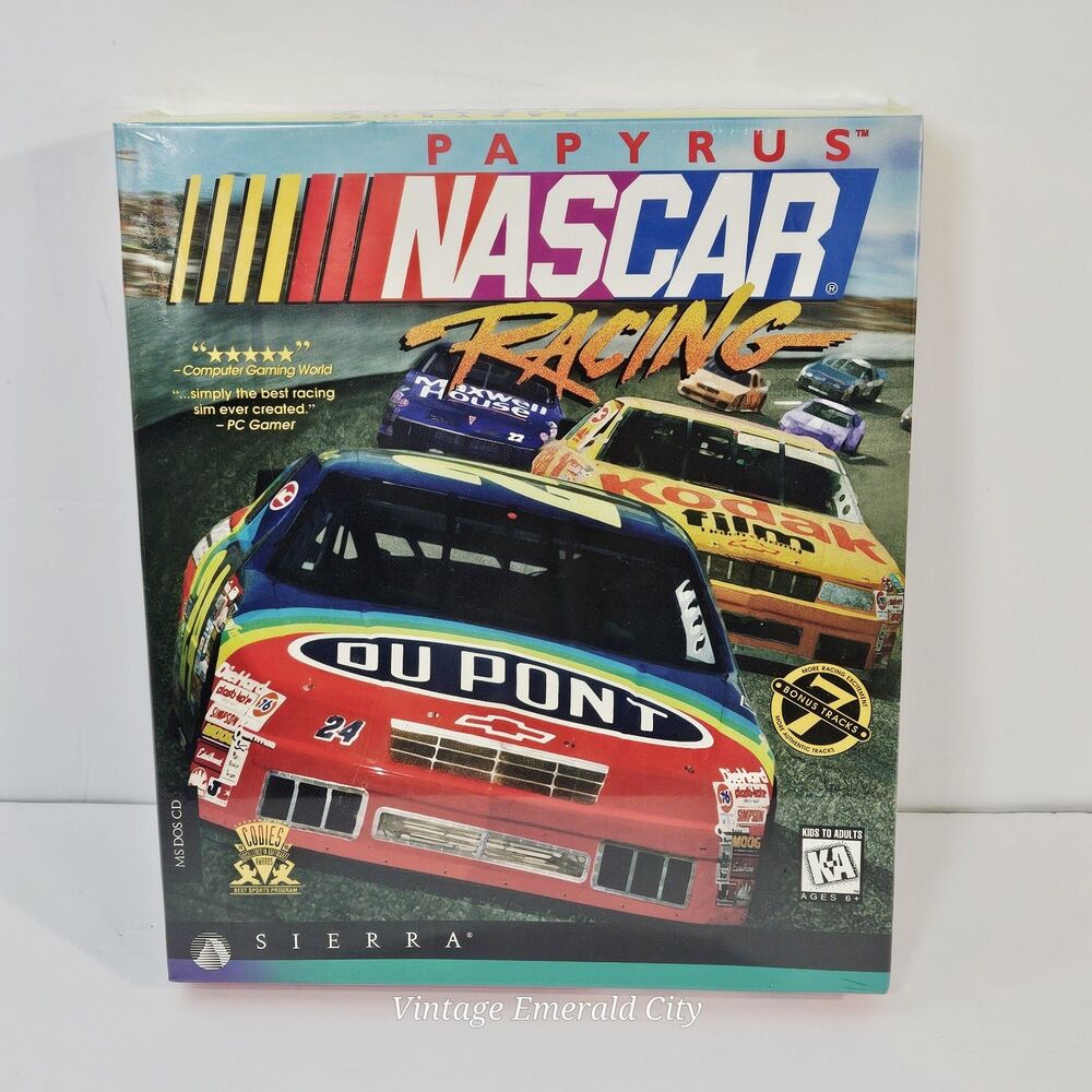 Vtg Papyrus NASCAR Racing Sierra PC Game CD-ROM 1996 DOS +Manual Fabric Sealed